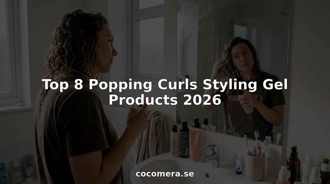 Woman applies styling gel to curly hair in home bathroom
