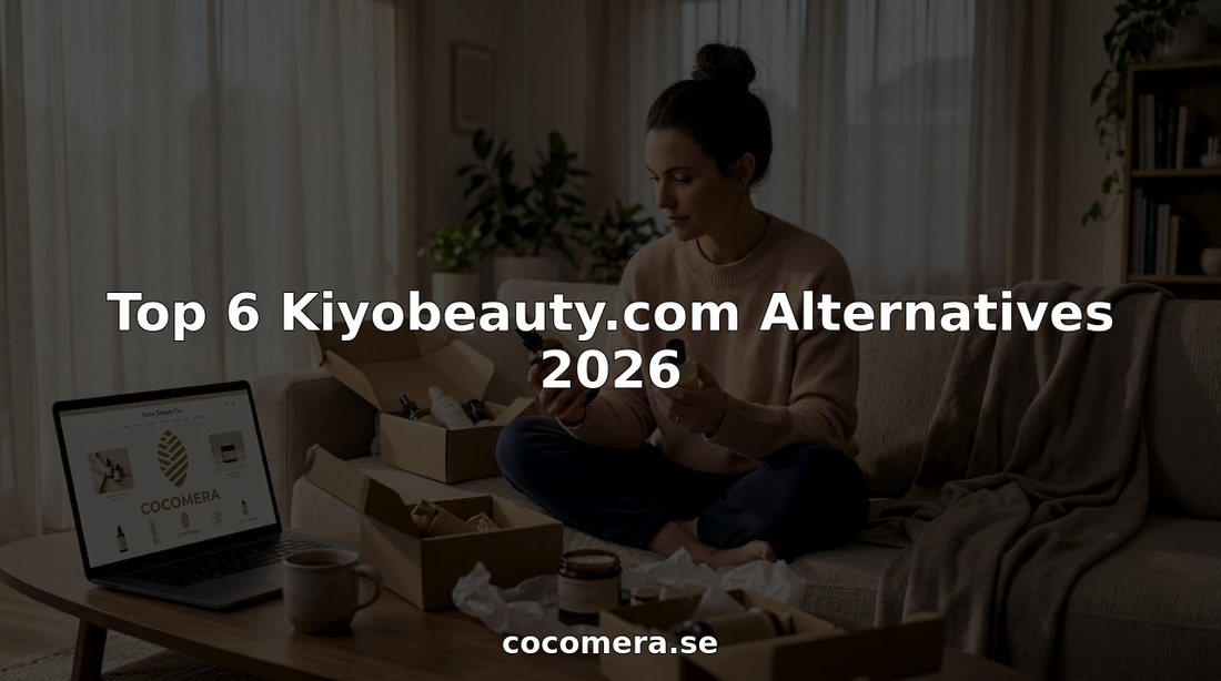 Woman shopping beauty products at home comparing items