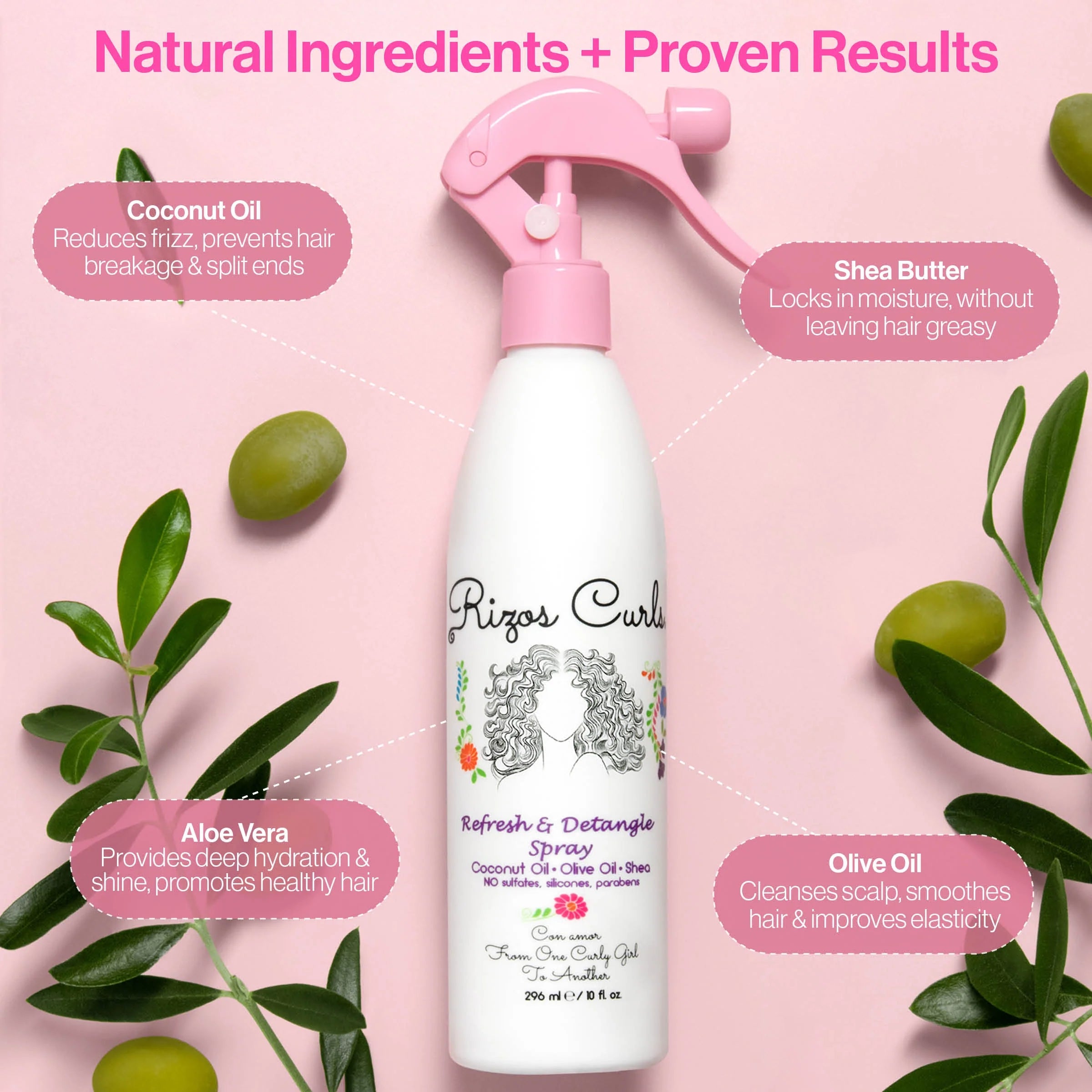 Rizos Curls Refresh & Detangle Spray 296ml