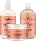 Shea Moisture Coconut & Hibiscus Curl TRIO: Curl & Shine Shampoo, Curl & Shine CONDITIONER, Curl Enhancing Smoothie