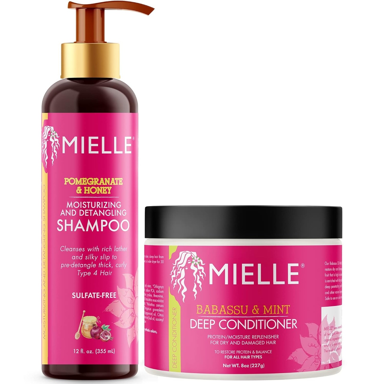 Mielle Organics Babassu & Mint Deep Conditioner with Pomegranate & Honey Shampoo